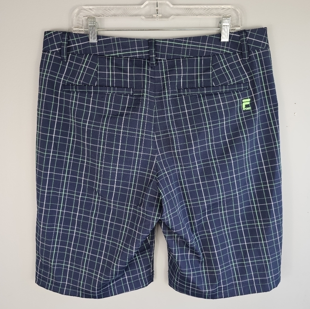 FILA Sport Men's Blue and Green Flat Front Golf Shorts Size: 36 - Picture 5 of 9